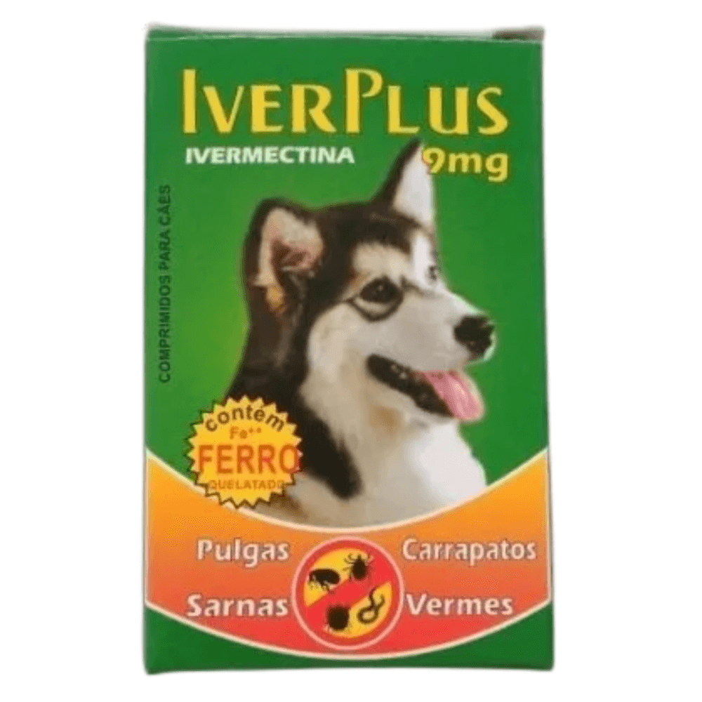 Iver Plus Ivermectina 9mg para Cães de 20 a 30kg Contra Vermes, Pulgas, Carrapatos e Sarnas