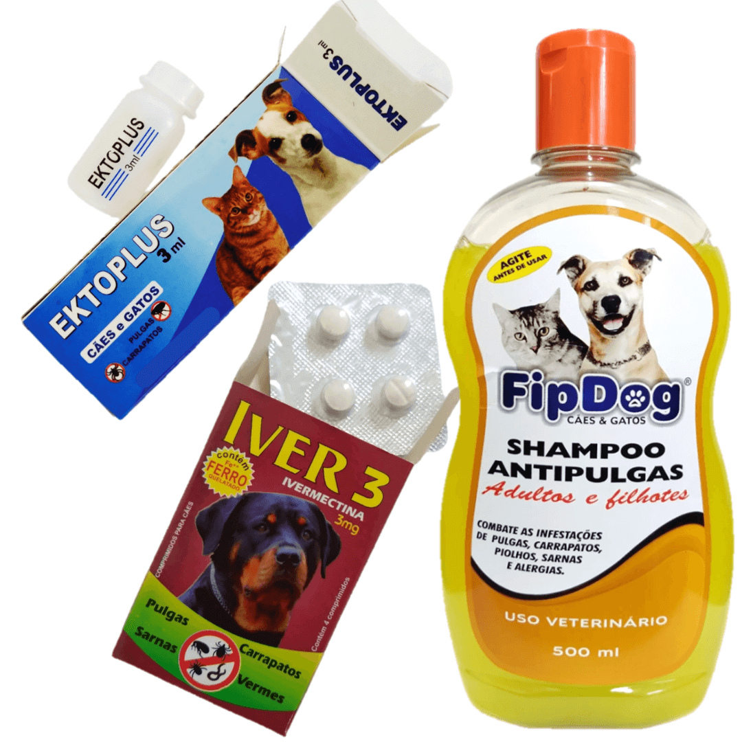 Kit Anti Pulgas Carrapatos Protege Cães