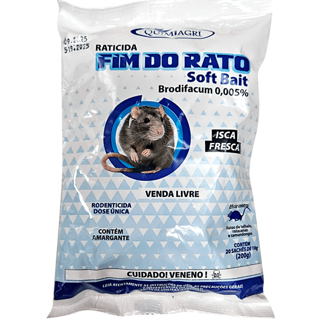 Raticida Fim do Rato Soft Bait 20 sachês Isca Fresca